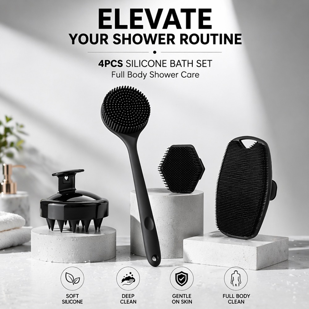 4PCS Set Silicone Body Scrubbe - Dry Brush Body 评论和价格