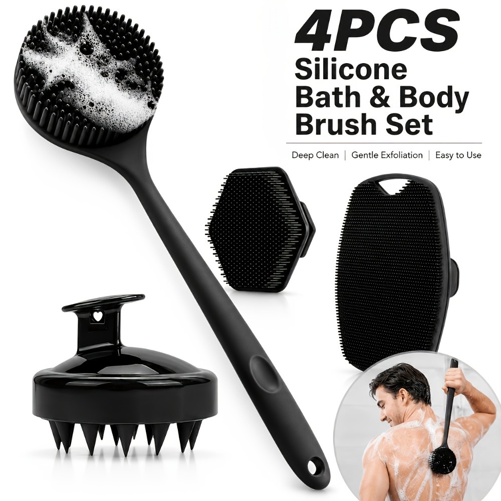 4PCS Set Silicone Body Scrubbe - Dry Brush Body 评论和价格