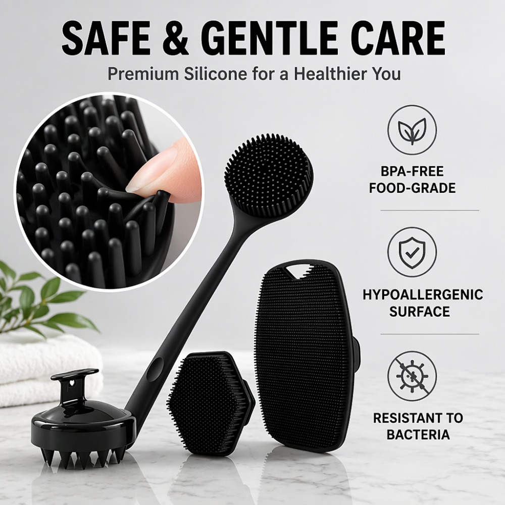 4PCS Set Silicone Body Scrubbe - Dry Brush Body 评论和价格